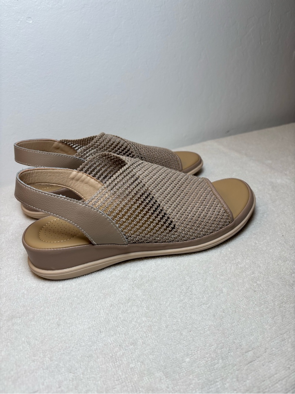 Comfort Knit Slingback Sandals - Taupe Size 10.5 - Picture 3 of 5